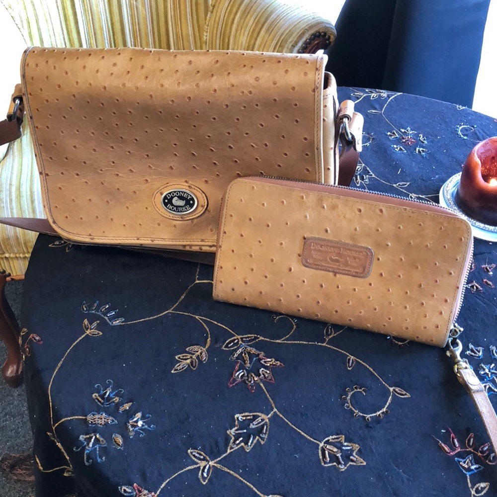 Dooney Bourke Vntg Ostrich Shoulder Bag and Wallet
